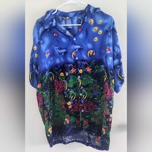 Ingear men's size XL short sleeve Hawaiian/Ocean Scene shirt Collared button up